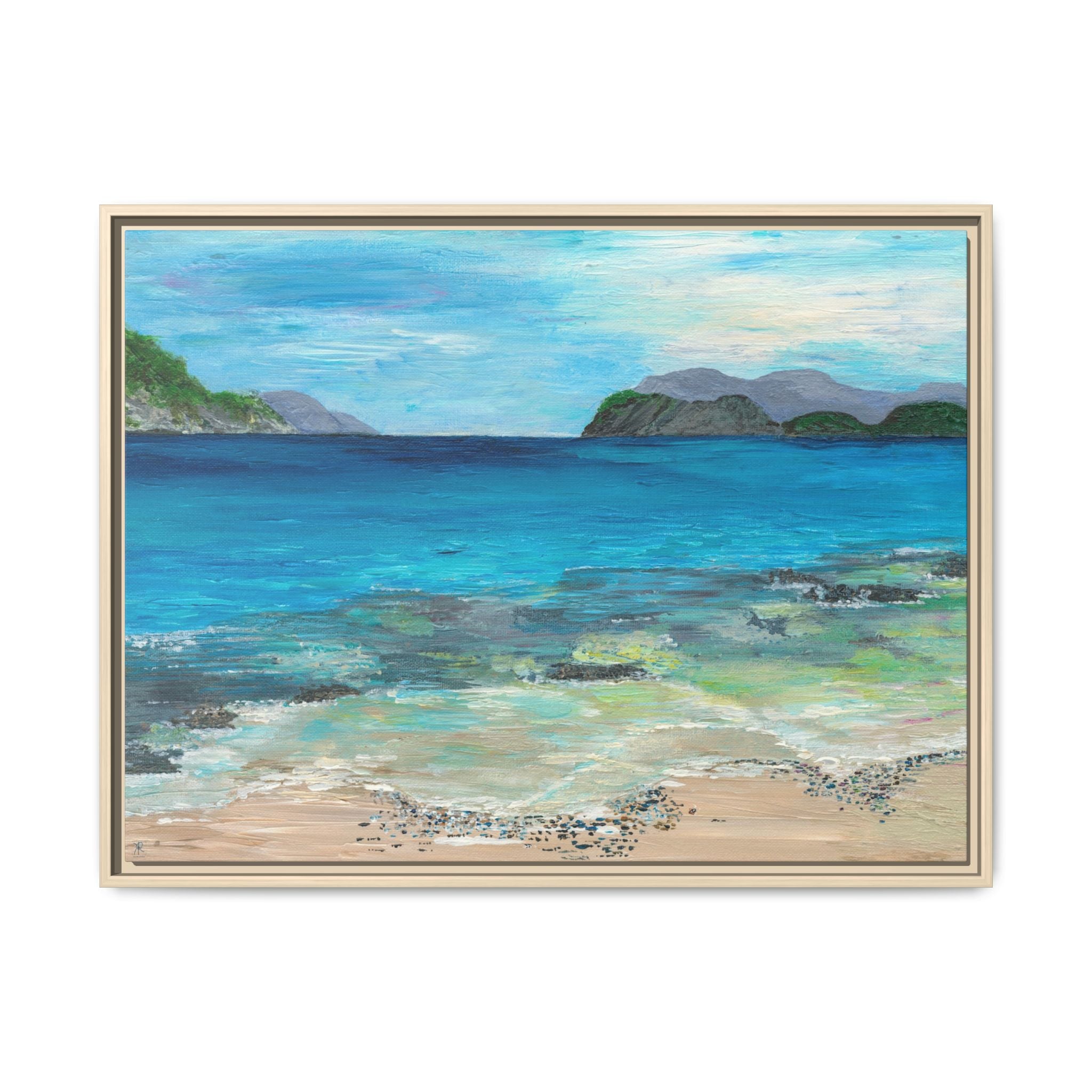 Sugar Beach USVI Framed Canvas Print – Caribbean Coastal Wall Art