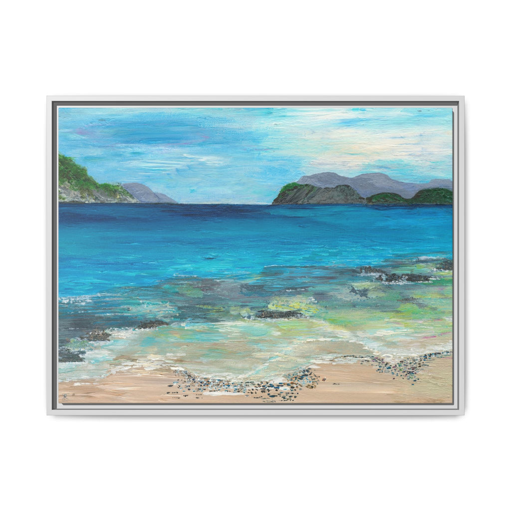 Sugar Beach USVI Framed Canvas Print – Caribbean Coastal Wall Art
