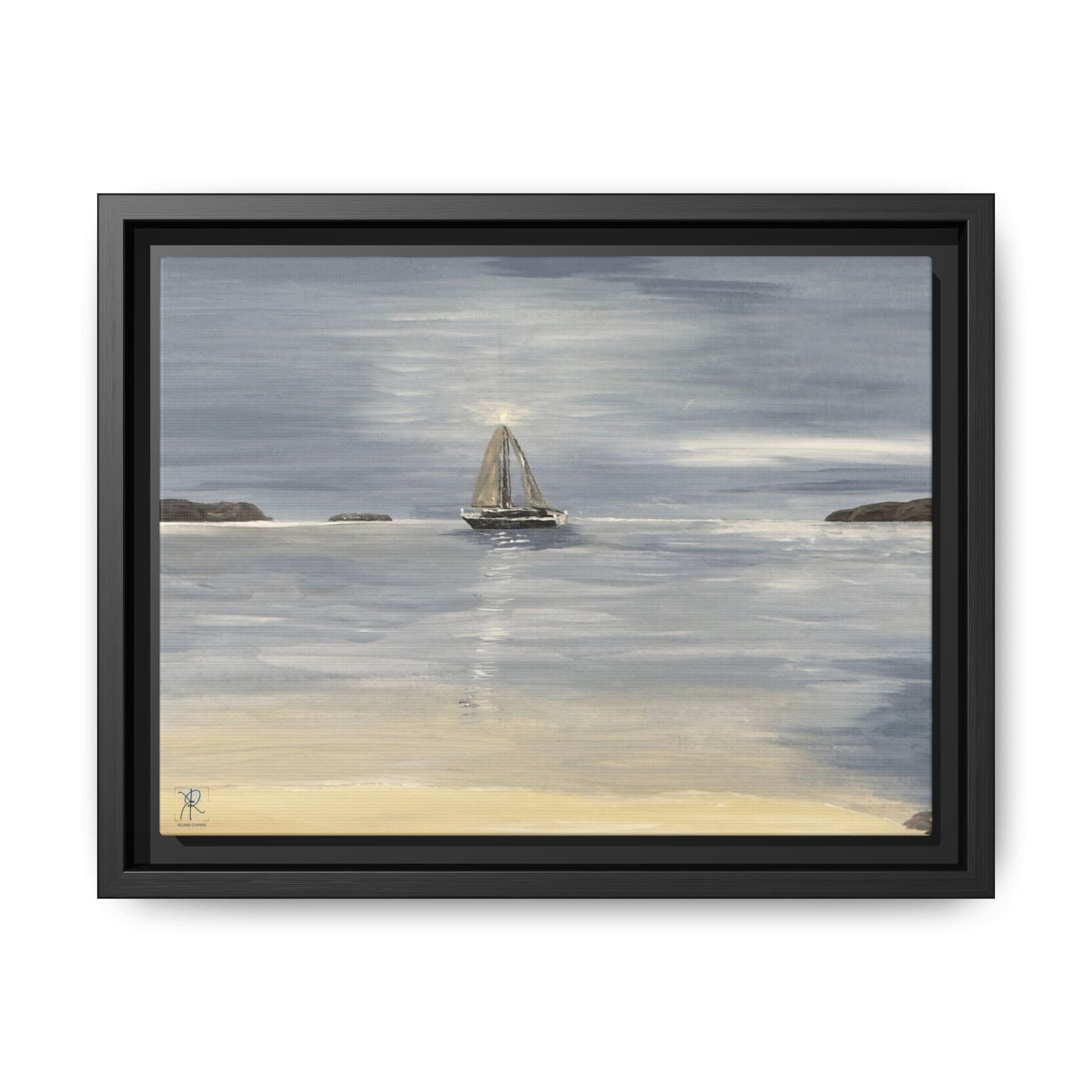 Sapphire Beach Evening Sail St. Thomas Framed Canvas Print – Coastal Wall Art