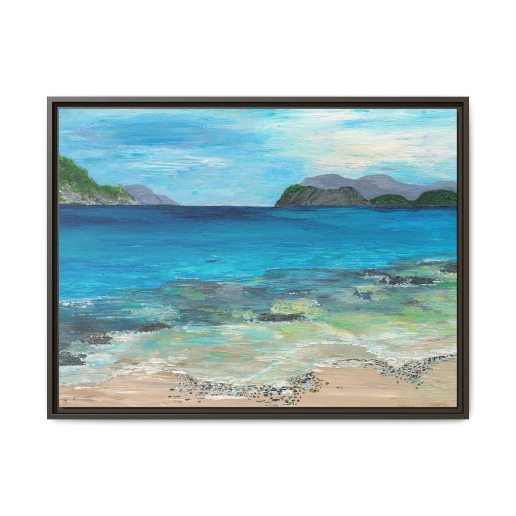 Sugar Beach USVI Framed Canvas Print – Caribbean Coastal Wall Art
