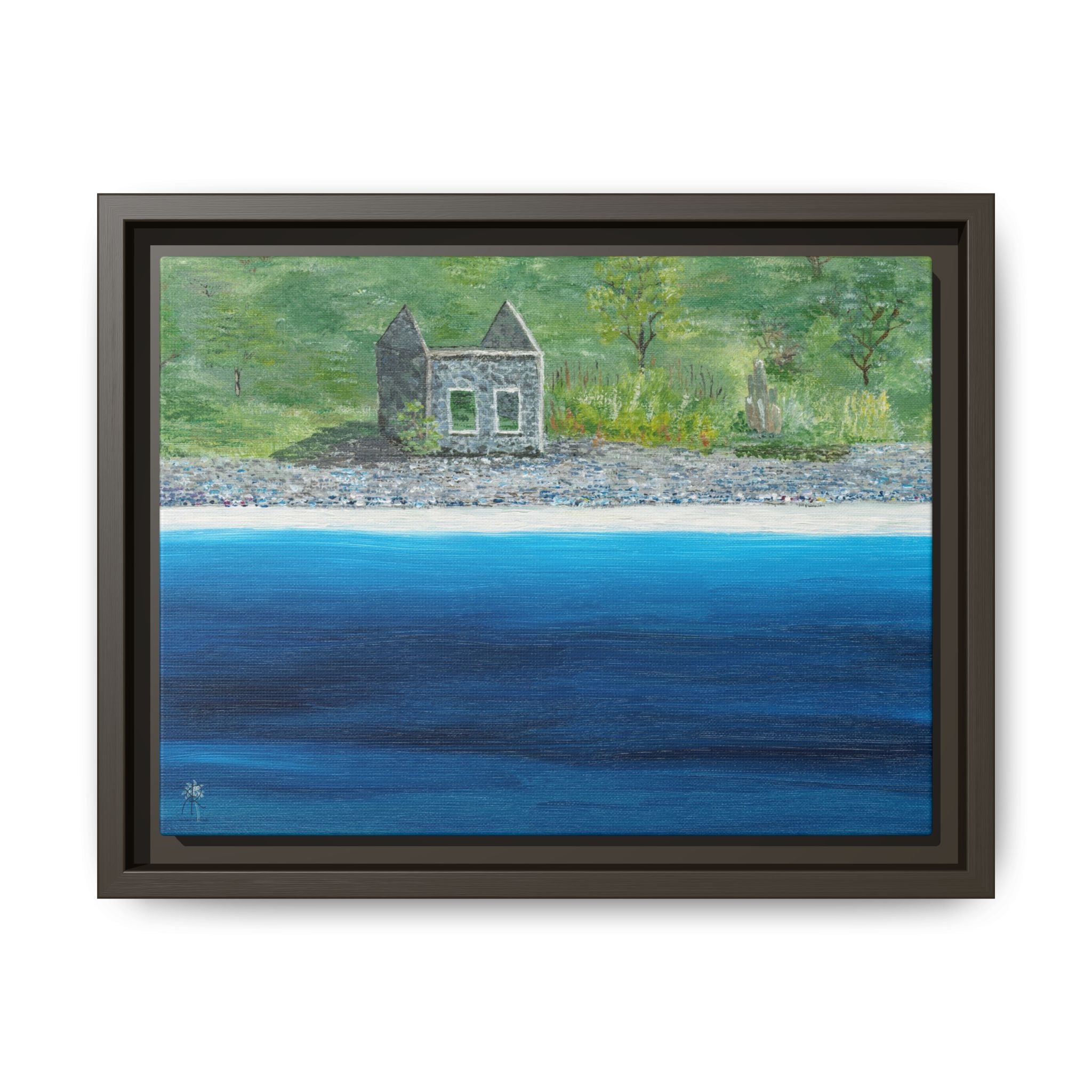 Whistling Cay USVI Framed Canvas Print – Caribbean Coastal Wall Art