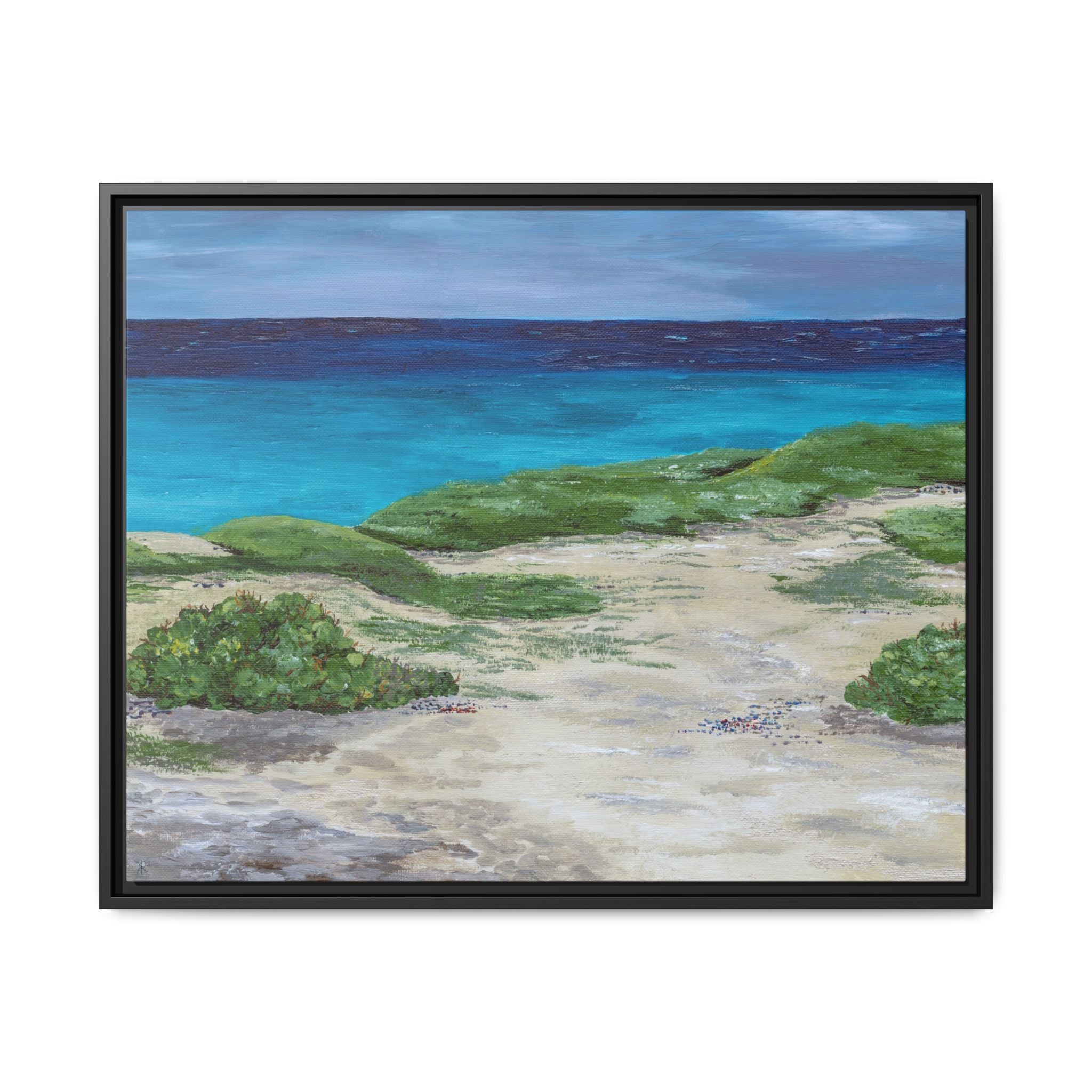 Aruba Baby Beach Framed Canvas Print – Tropical Coastal Landscape Wall Art