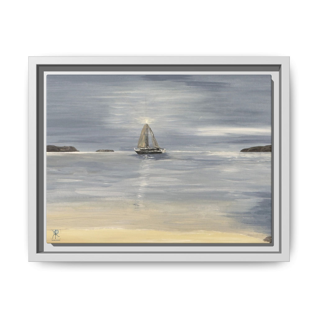 Sapphire Beach Evening Sail St. Thomas Framed Canvas Print – Coastal Wall Art