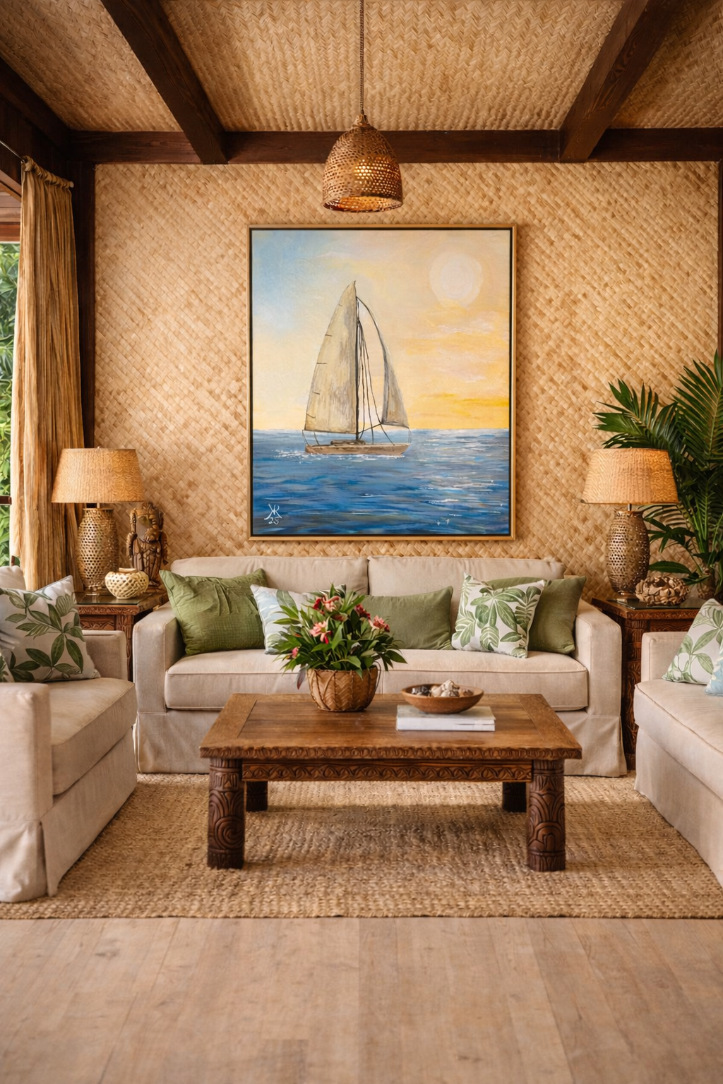 Sunset Sailboat Framed Canvas Print – Coastal Ocean Wall Art