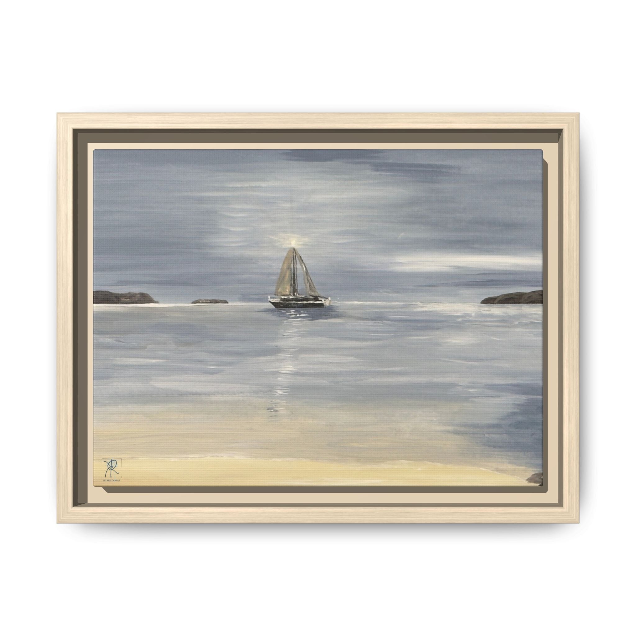 Sapphire Beach Evening Sail St. Thomas Framed Canvas Print – Coastal Wall Art