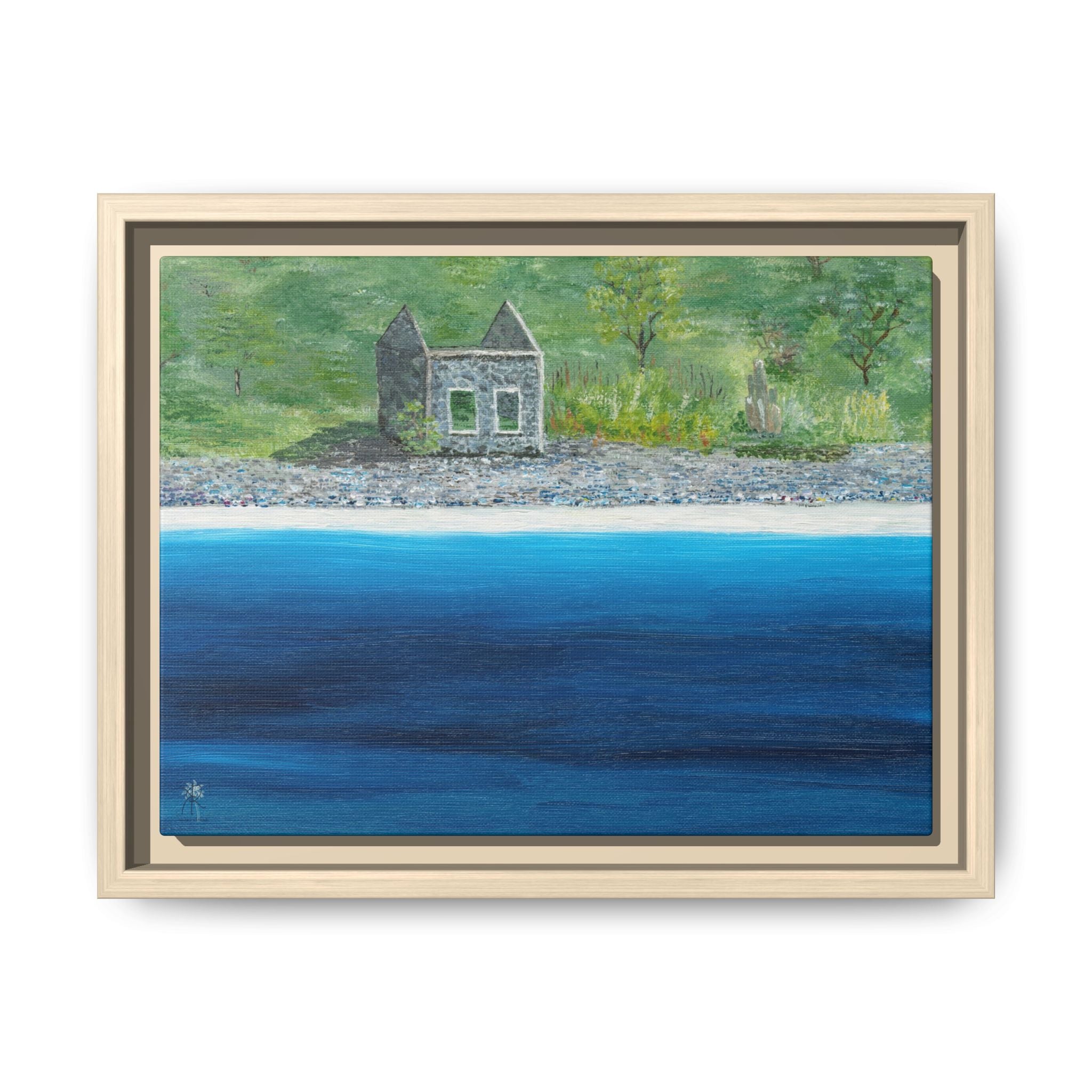 Whistling Cay USVI Framed Canvas Print – Caribbean Coastal Wall Art