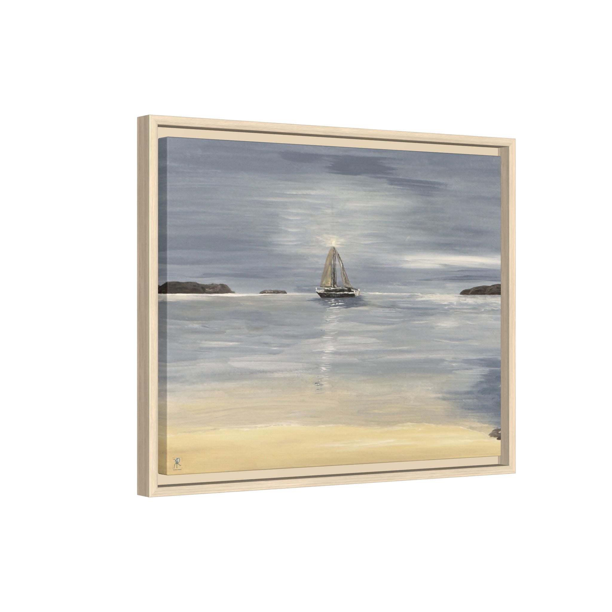 Sapphire Beach Evening Sail St. Thomas Framed Canvas Print – Coastal Wall Art