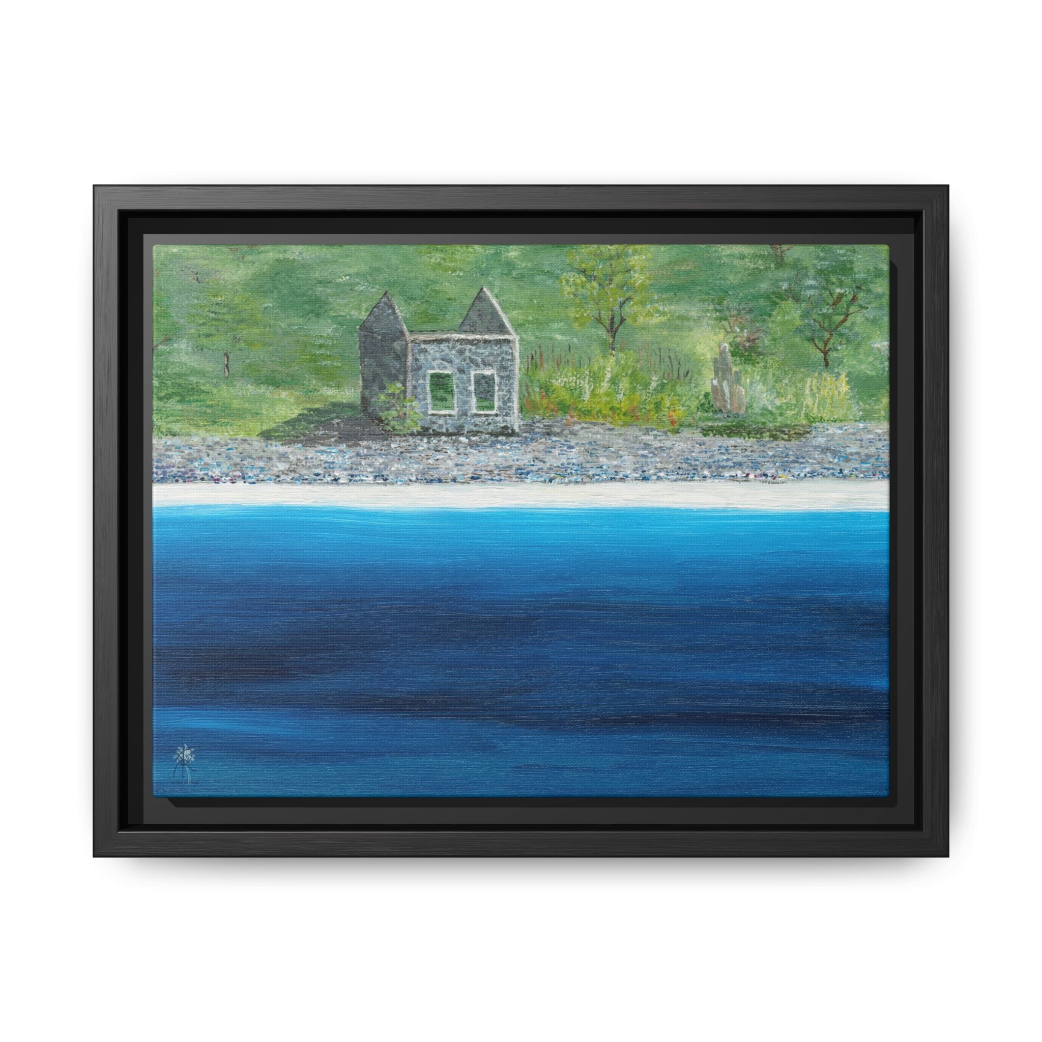 Whistling Cay USVI Framed Canvas Print – Caribbean Coastal Wall Art