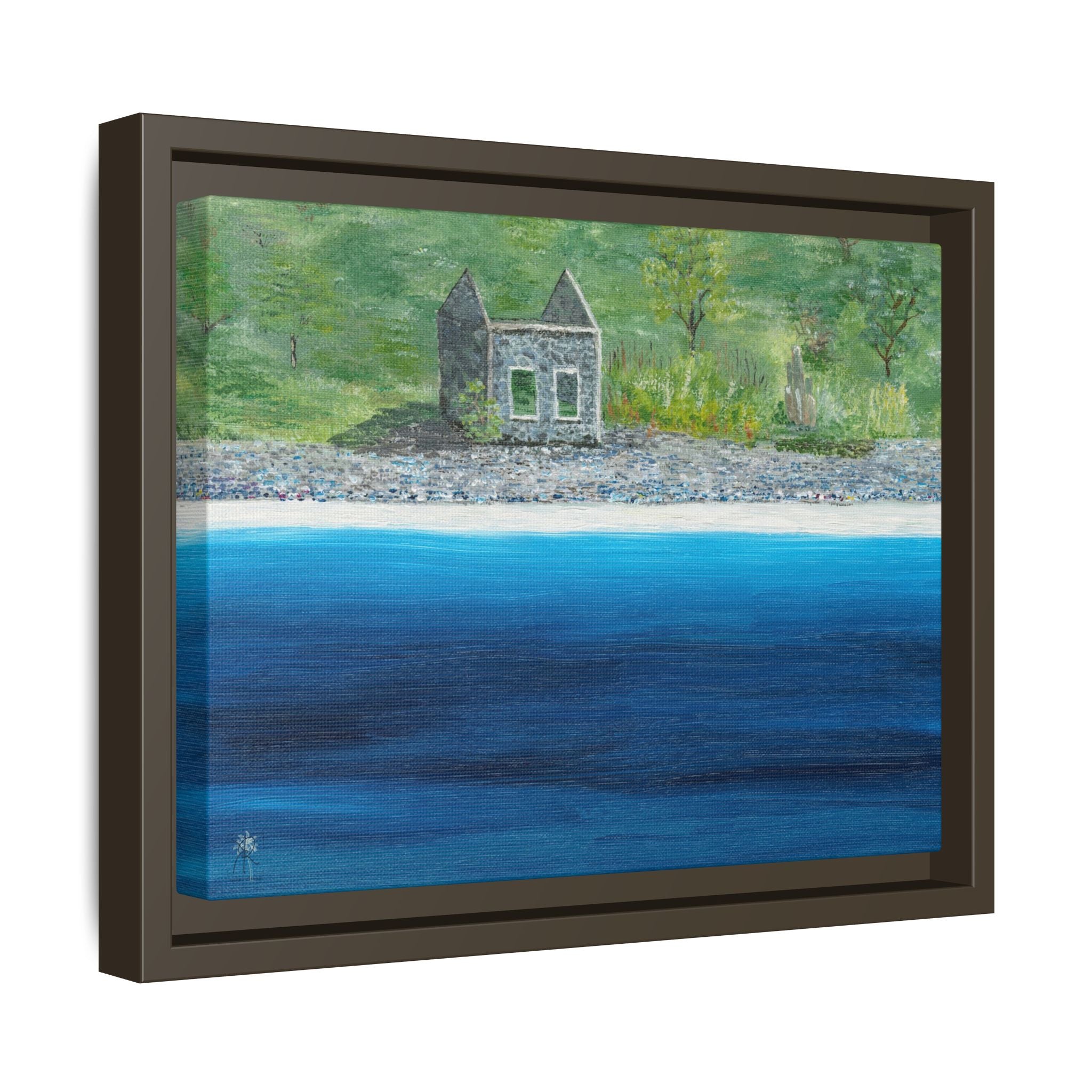 Whistling Cay USVI Framed Canvas Print – Caribbean Coastal Wall Art