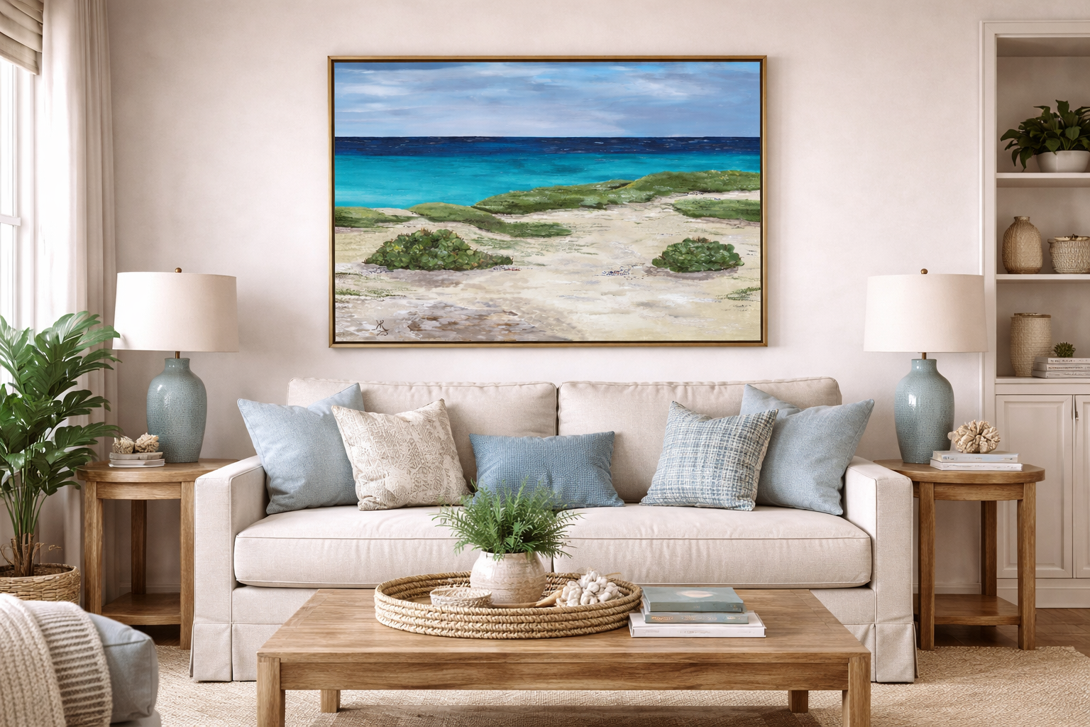 Aruba Baby Beach Framed Canvas Print – Tropical Coastal Landscape Wall Art