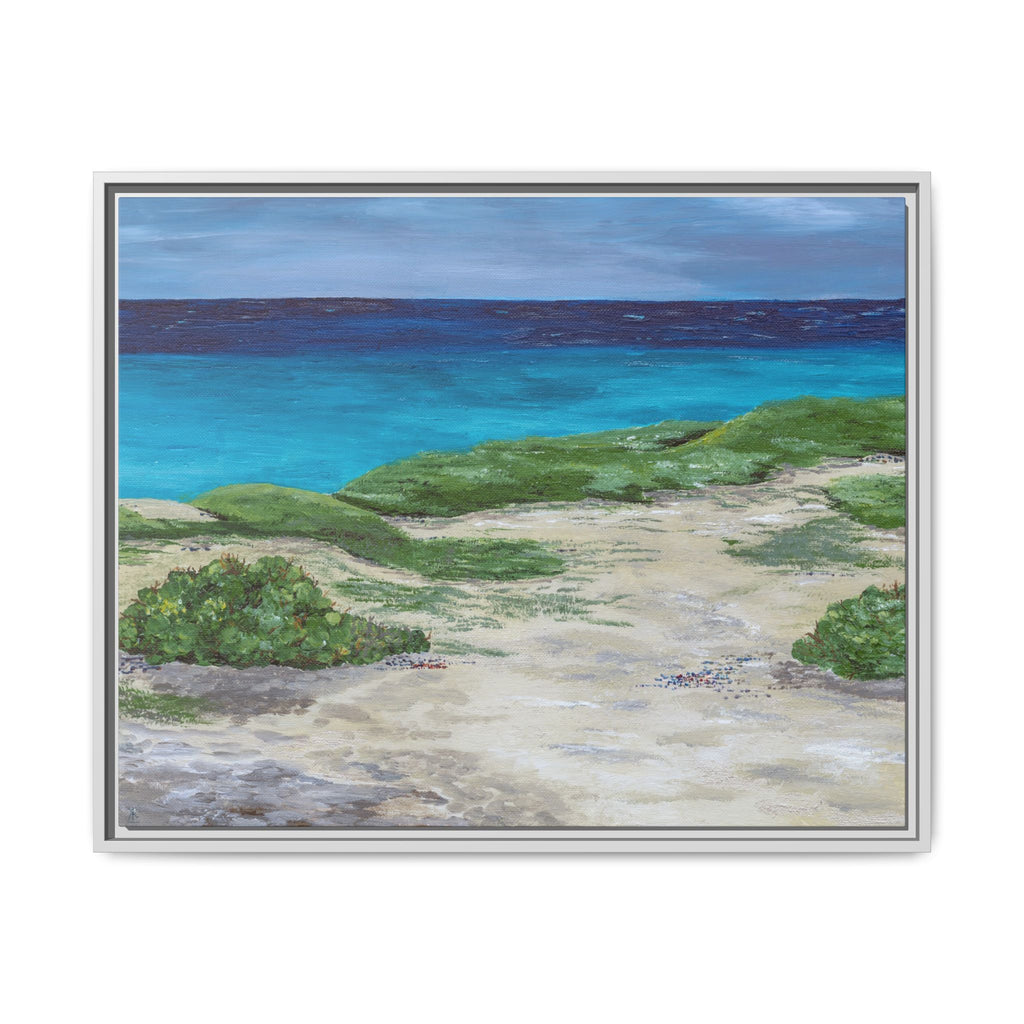 Aruba Baby Beach Framed Canvas Print – Tropical Coastal Landscape Wall Art