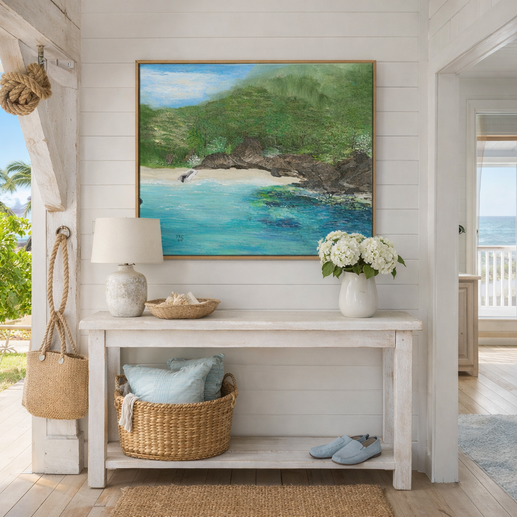 Peter Bay St. John Painting – Caribbean Beach Framed Canvas Wall Art