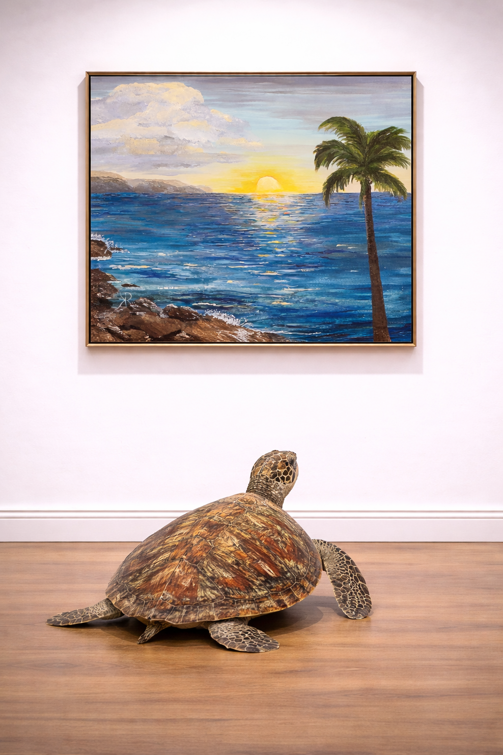 Sapphire Beach Sunrise St. Thomas Framed Canvas Print – Ocean Wall Art with Palm Tree