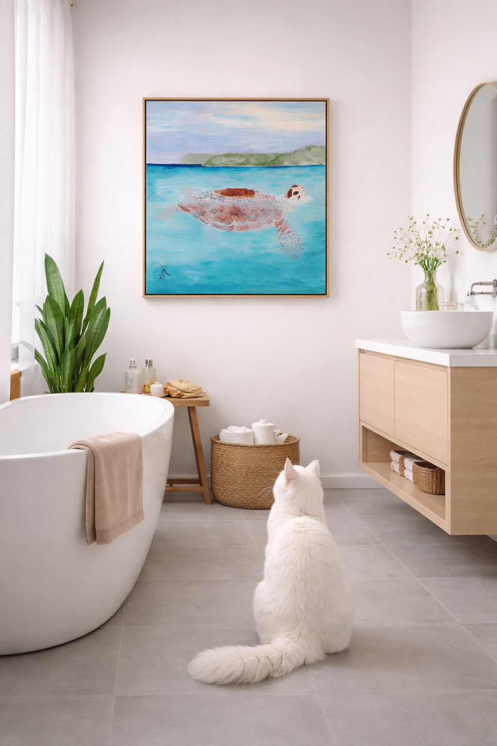 St. John Sea Turtle Framed Canvas Print – Caribbean Ocean Wall Art