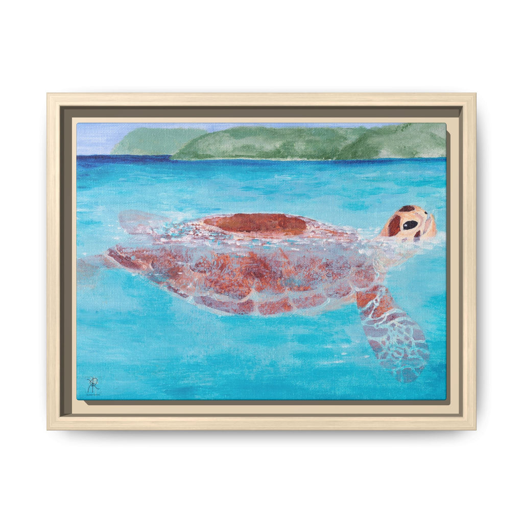 St. John Sea Turtle Framed Canvas Print – Caribbean Ocean Wall Art