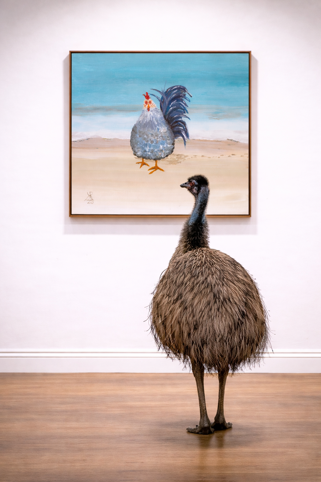 St. Thomas Beach Rooster Framed Canvas Print – Tropical Coastal Wall Art (Coki Beach USVI)