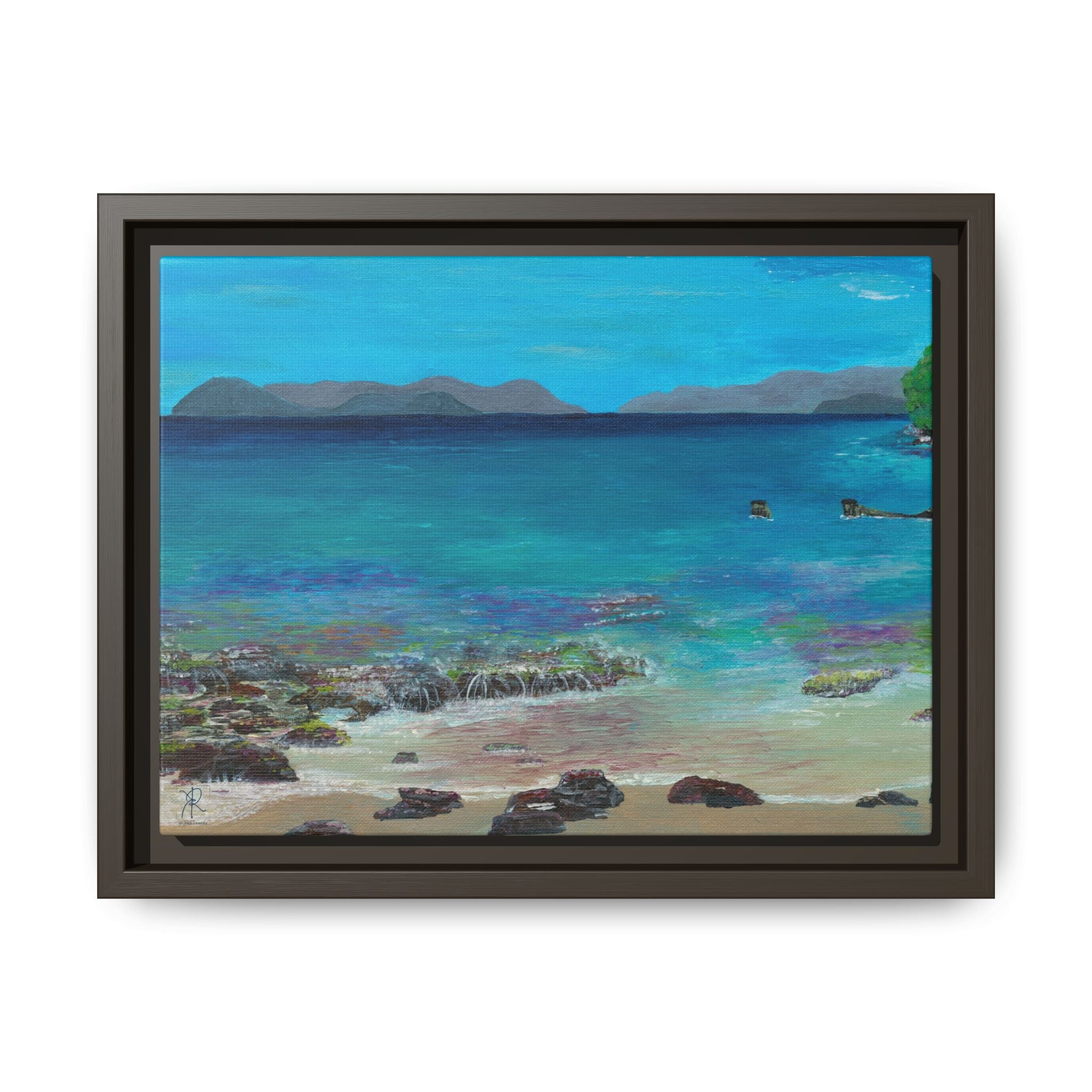 Sugar Beach Reef St. Thomas Framed Canvas Print – Caribbean Coastal Wall Art