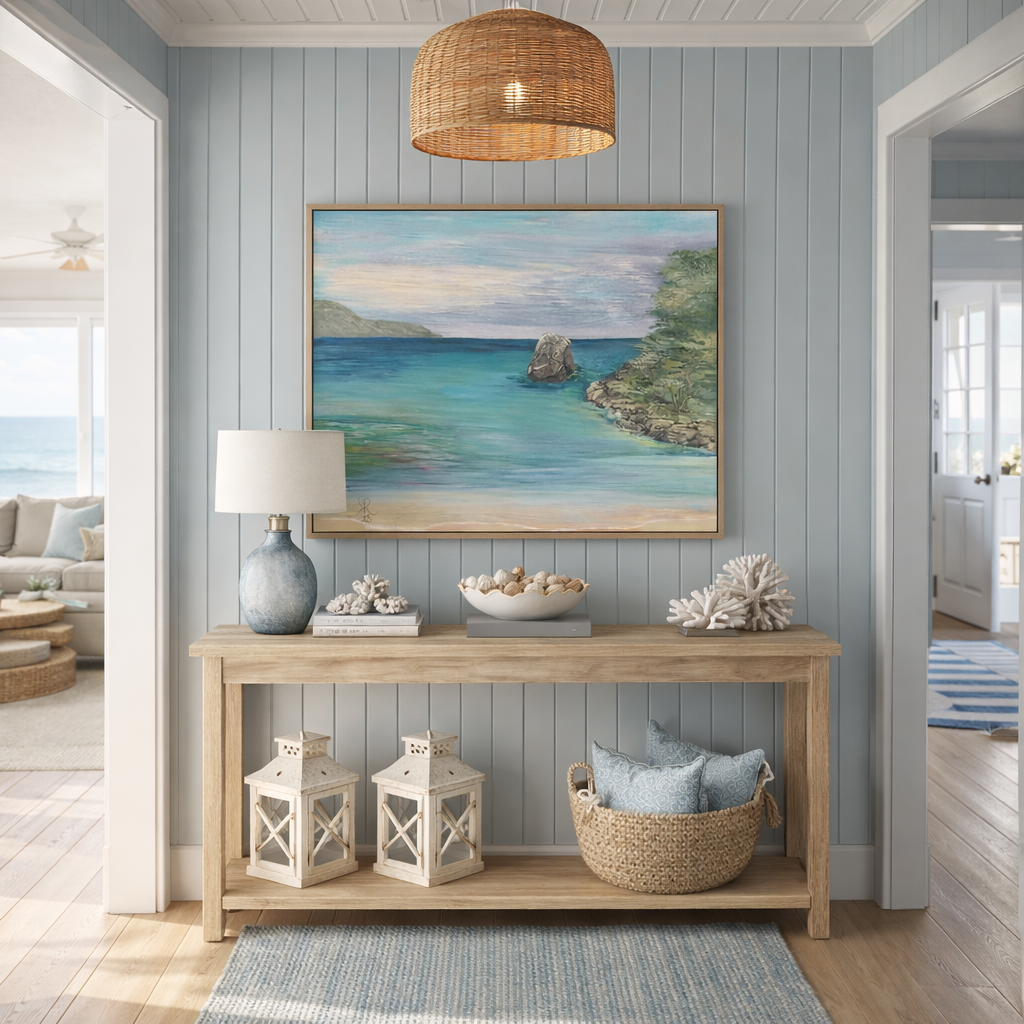 Sugar Beach St. Thomas USVI Coastal Framed Canvas Print – Caribbean Wall Art