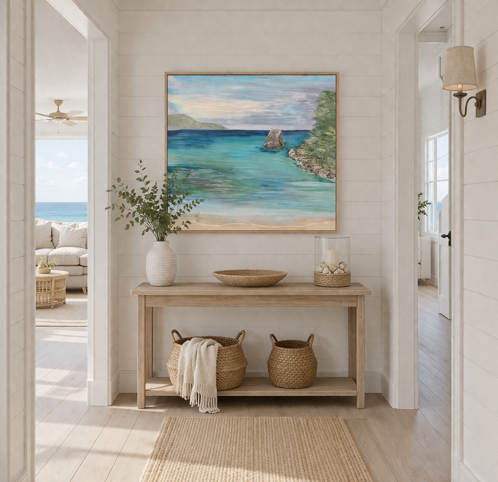 Sugar Beach St. Thomas USVI Coastal Framed Canvas Print – Caribbean Wall Art