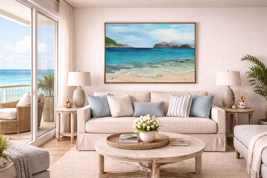 Sugar Beach USVI Framed Canvas Print – Caribbean Coastal Wall Art