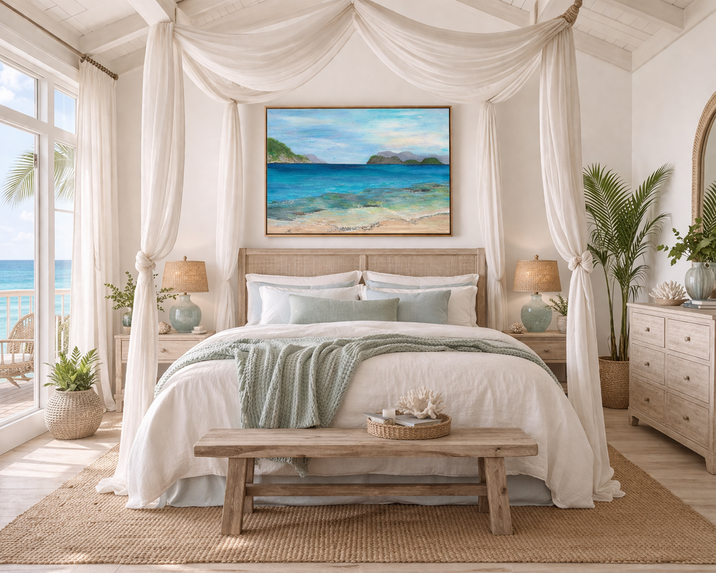 Sugar Beach USVI Framed Canvas Print – Caribbean Coastal Wall Art